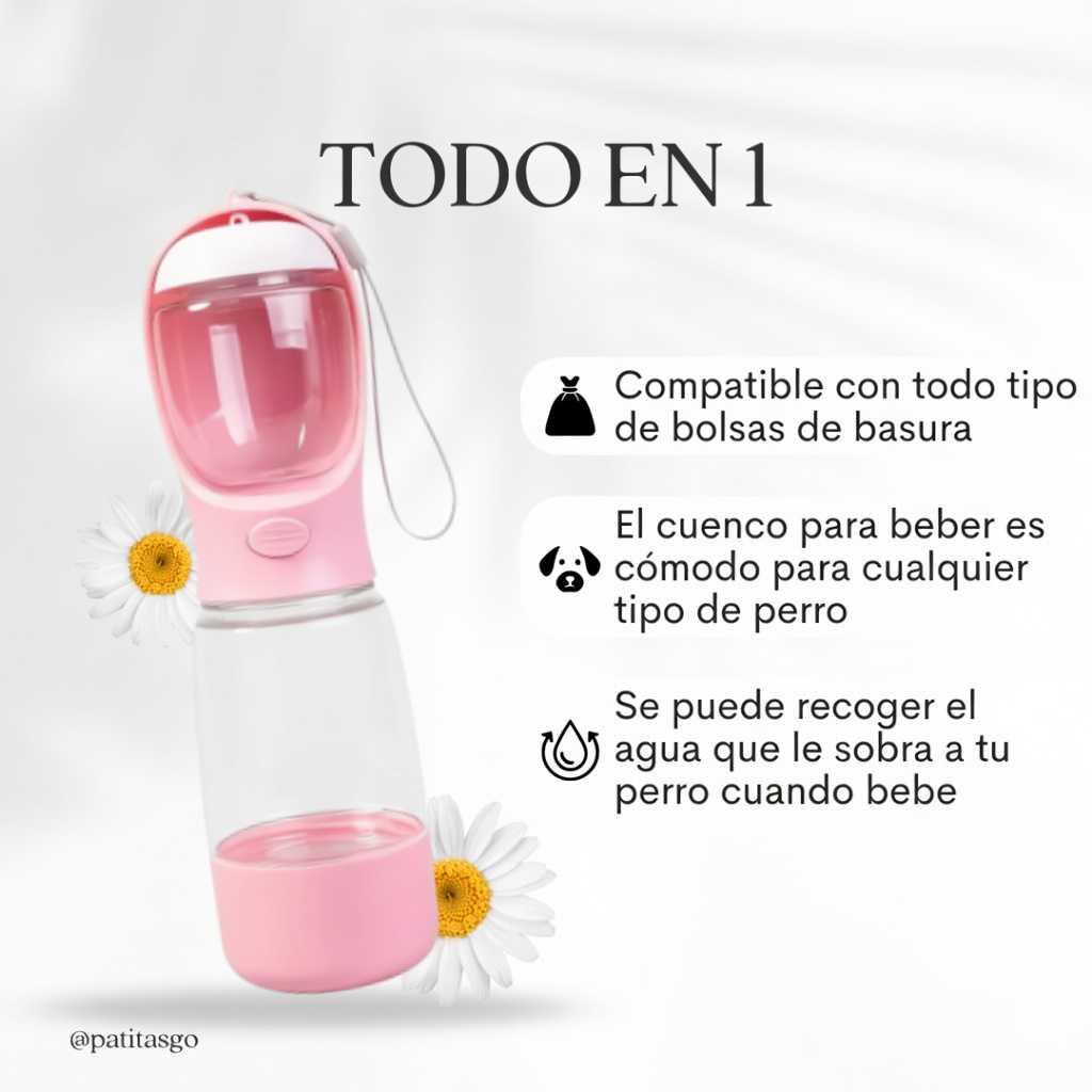 Botella 3 en 1 para mascotas